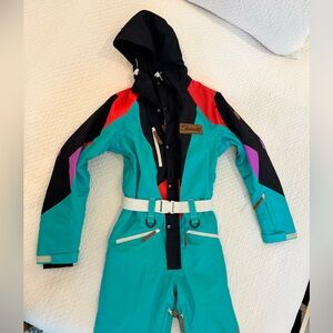 Shinesty OOSC Retro Teal Women's One Piece Ski Suit - M